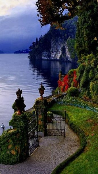 Gate opening to Lake Como, Northern Italy